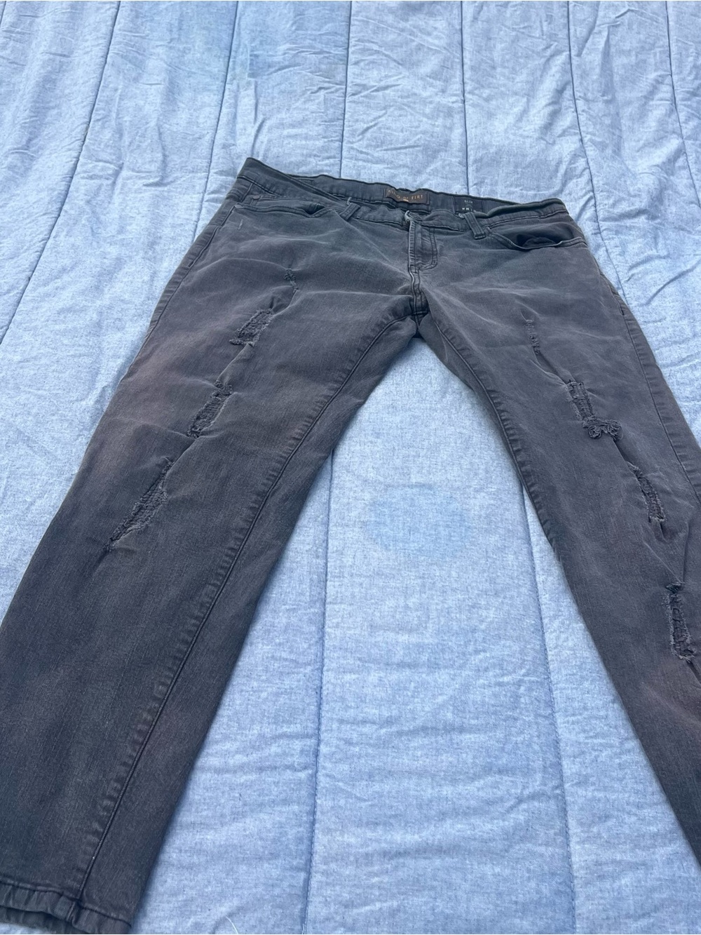 Ring of Fire Black Distressed Jeans Grunge Emo Punk Skater Slim Fit Size 38 x 30